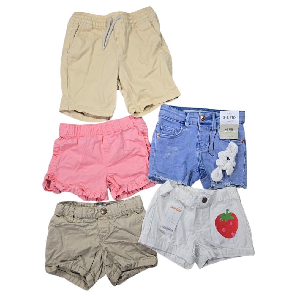 Girls 4T Summer Shorts Bundle 5 PC. Old Navy Carters Gymboree Strawberry NWT EUC